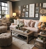 A well-organized store interior with neatly arranged products. Various home goods and decorations are displayed, including kitchenware, artificial flowers, and textiles. Shelves are filled with neatly stacked items, and the store is brightly lit with natural and artificial light.