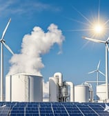 Solar and wind energy are harnessed for molten salt thermal storage systems, which generate steam