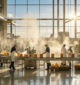 Steam is utilized in food production lines