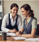 two women near tables