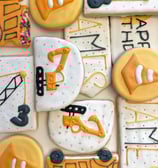 construction themes custom designed sugar cookies for a young boy's birthday