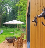 Table de petit déjeuner avec vue sur la forêt