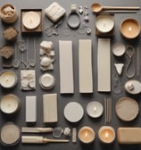 A bar of natural, handcrafted soap is placed in the foreground, with its texture showing small flecks of ingredients. In the background, two soap boxes are slightly blurred, with green and white labels, indicating a focus on natural or organic ingredients.