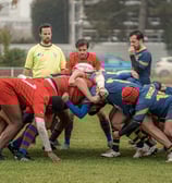 Joueurs qui rentrent en mêlée