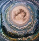 a painting of a moon in a painting