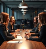 a group of people sitting around a table