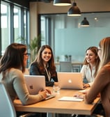 a group of people sitting around a table