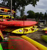 Kayaks near the Daugava River