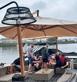 Riga party raft at the pier