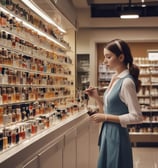 A grocery store shelf filled with a wide variety of colorful beverages in cans and bottles. The products include coconut water, carbonated soft drinks, teas, and fruit-flavored drinks. The packaging features vibrant colors and different languages.