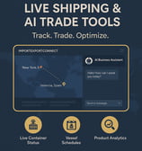 Illustration of real-time shipping and logistics tracking for international trade powered by Bridge Connect.