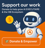 Support illustration for HBI Ecosystem donations showing digital hands uplifting the globe, symbolizing innovation and global