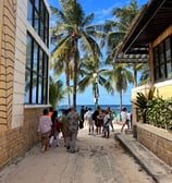 A lovely morning in Boracay, with cute houses and tall palm trees and beautiful beach
