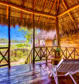 terrace wooden bungalow overlooking the ocean, retraet center central america