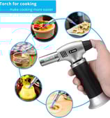 Refillable Kitchen Torch Lighter, Fit All Butane Tanks Blow Torch with Safety Lock and Adjustable