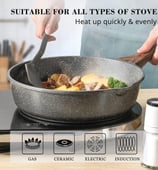 Nonstick Deep Frying Pan Skillet, 10/11/12-inch Saute Pan with Lid, Stay-cool Handle, Chef Pan