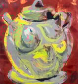 Screen print mono print - Alan Caiger Smith pot