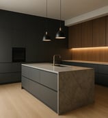 cocina-lujo-moderna-isla-piedra-madera-nogal-integracion-electrodomesticos