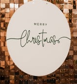 Merry Christmas round acrylic sign to hire, 45cm wide