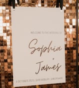 Acrylic A2 wedding welcome sign, personalised, to hire