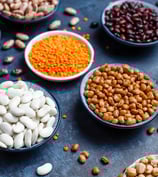 a variety of beans and beans in bowls