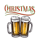 two mugs of beer and a beer