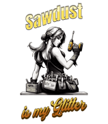 a woman in a black shirt with a sawdust