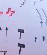 Recorte de una foto original de una hoja dibujada para obtener los sprites de Jumpage