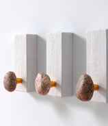 3 pcs Stone Hangers, Coat Rack with natural Beach stones, Rock towel hangers, Towel hooks