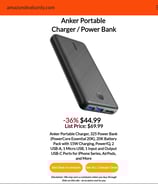 Best Deal on Amazon.  Anker Portable Charger / Power Bank