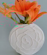 Vase plat Floral, 17cm,  Porcelaine blanche