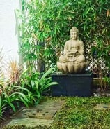 Unique fibre sculptures enhancing visual appeal of garden space by Garden Designers