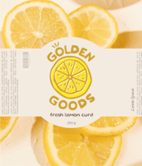 Etiquette et logo pour Golden Goods, une marque de lemon curd.
