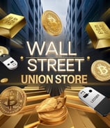 a wall street union store with a gold coin