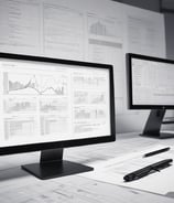 A person is working on a laptop at a table, focusing on a software interface displayed on the screen. The interface appears technical or related to programming and data flow. The setting seems to be a modern indoor office or study area with a window in the background.
