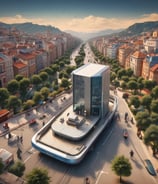 A large outdoor advertisement on the side of a building promoting travel to Spain by Emirates. The focus of the advertisement is on flamenco, symbolized by a vivid image of a traditional flamenco dress in yellow and red colors. Above the advertisement, there is another ad for a McCafé, indicating its location at 267 Queen St.