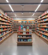 A shelf filled with various branded products, including colorful cereal boxes on the top shelf labeled as Froot Loops with Marshmallows. The middle shelf features a pair of multicolored sneakers positioned above a Nike SB shoebox, surrounded by red boxes labeled Supreme and Ziploc. The bottom shelf displays two caps, multiple boxes of Reese's Puffs cereal, a small bowl, and a blue Pepsi bottle to the left with a green 7up bottle to the right. The entire display is illuminated with LED lights, creating a vibrant and energetic atmosphere.