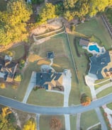 Top down of house during sunrise