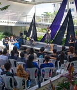 Jailana discursando na 2° feira de profissões - projeto na Escola Sesc Ceará