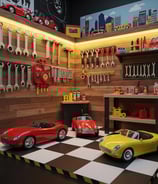 car garage, mini car mechanic 