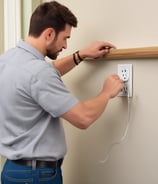 A collection of vintage television sets are stacked upon each other, each displaying static or random color bandwidth. These TVs create an artistic installation with reflections visible on the polished floor, presenting a nostalgic and retro aesthetic.