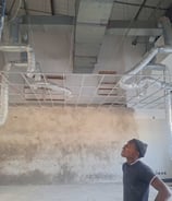 Start of installation of suspended ceiling grid work for commercial renovation project, Belair Shopping Centre, Randburg