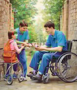 A person holds a rainbow flag and a colorful protest sign that reads 'Some parents are their child's first bully... GSA's save lives!' The background shows other people, some wearing jackets.