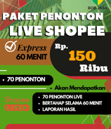 Jasa Buzzer Penonton Live Streaming Shopee 150 ribu di Kota Kabupaten