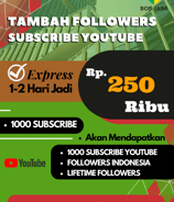 Jasa Buzzer Tambah Followers Subscriber Indo Youtube YT 250 Ribu di Kota Kabupaten