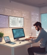 man sitting on chair wearing gray crew-neck long-sleeved shirt using Apple Magic Keyboard