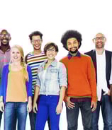 a group of people standing and representing services for all people