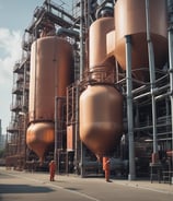 A row of large blue barrels is neatly aligned on wooden pallets. Each barrel prominently features the word 'MANNOL' in bright yellow, with additional white graphics. The scene suggests an industrial or warehouse setting with stacked tires visible in the background.