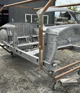 1950 Hudson getting a fresh blast before paint and body work.