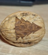 Wallnuss mit einem Tannenbaum Motiv